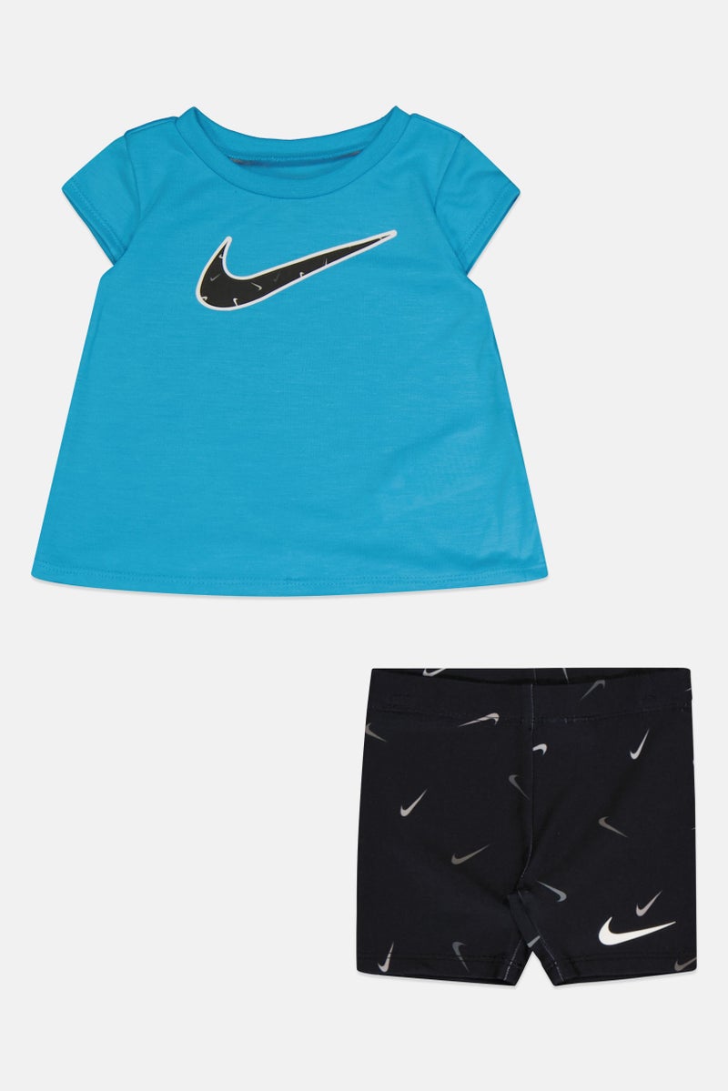Nike Toddlers Girl 2 Piece Short Sleeve T-Shirt And Shorts Set, Multicolor - Image 2